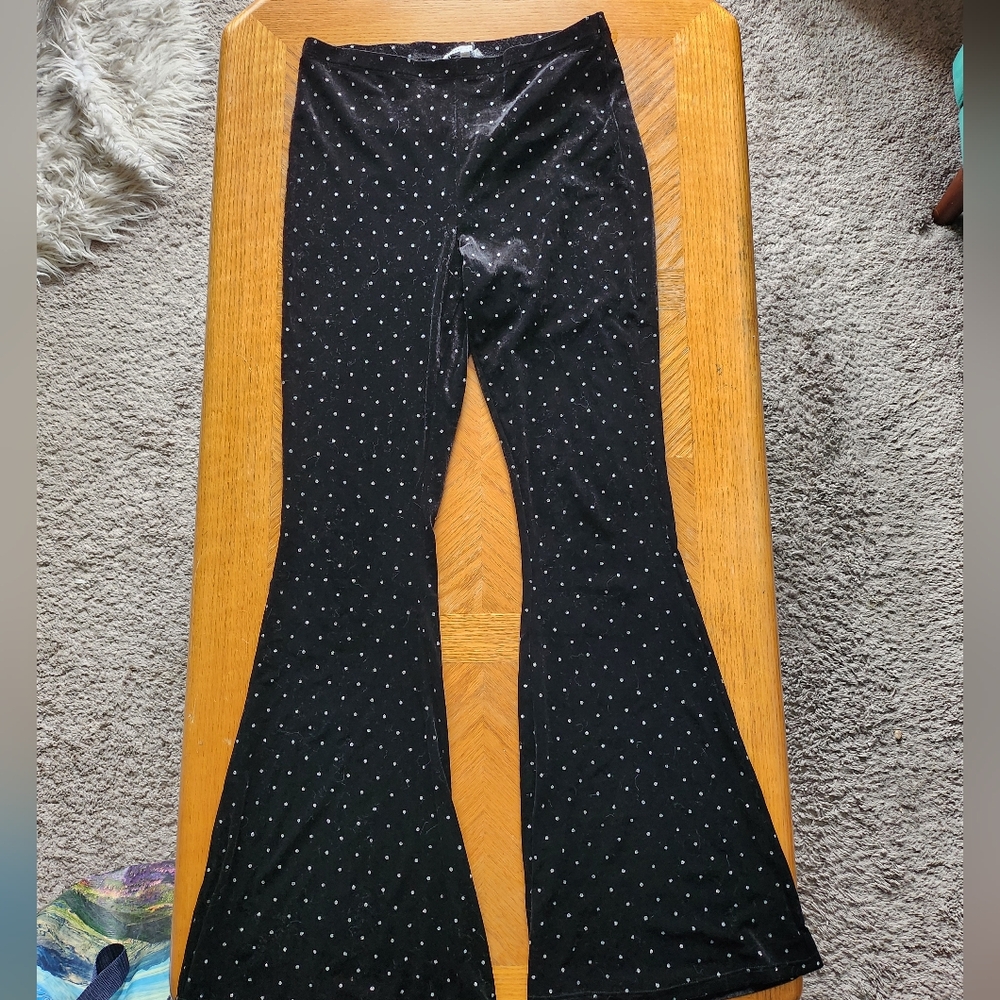 Bear Dance Black and White Polka Dot Flare Pants